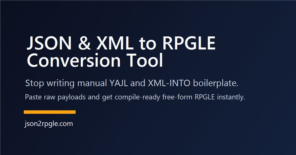 JSON & XML to RPGLE Generator | Free-Form DCL-DS Tool